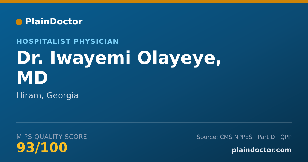 Shareable card for Iwayemi Olayeye, MD - Hospitalist Physician, Hiram, GA