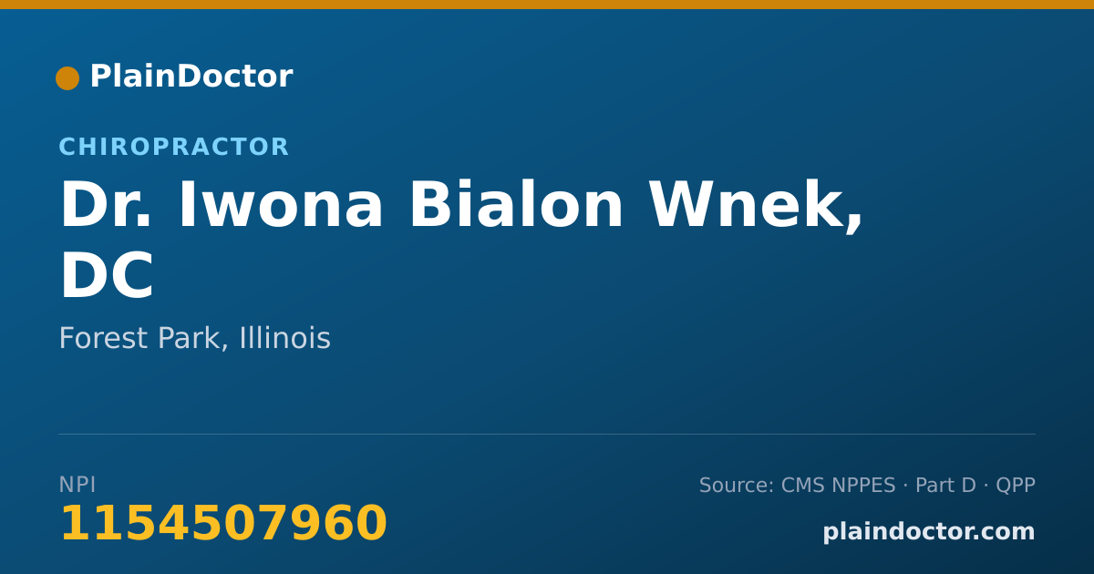 Shareable card for Iwona Bialon Wnek, DC - Chiropractor, Forest Park, IL