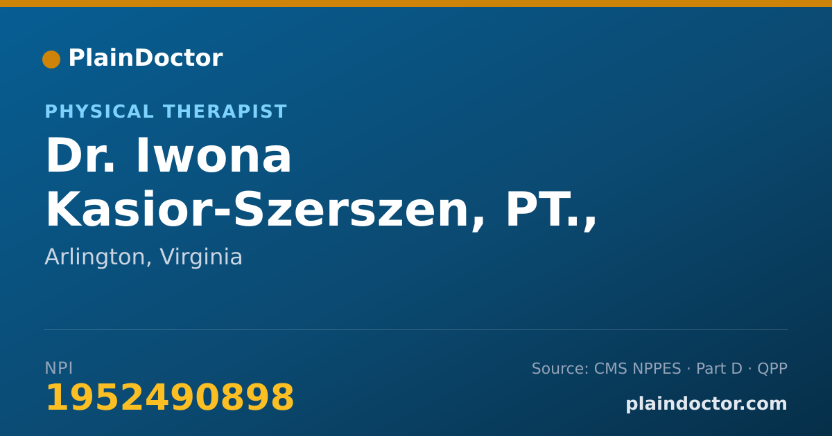 Shareable card for Iwona Kasior-Szerszen, PT., DPT., PHD - Physical Therapist, Arlington, VA