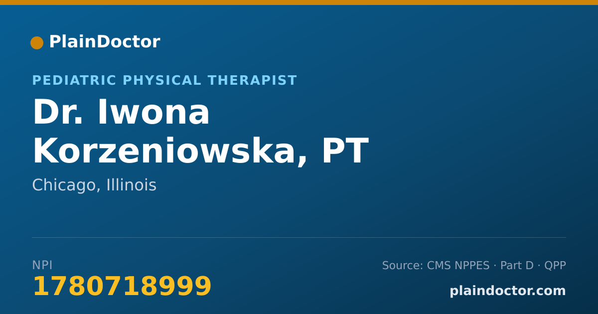 Shareable card for Iwona Korzeniowska, PT - Pediatric Physical Therapist, Chicago, IL
