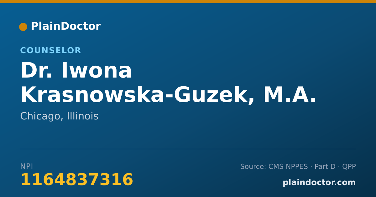 Shareable card for Iwona Krasnowska-Guzek, M.A. - Counselor, Chicago, IL