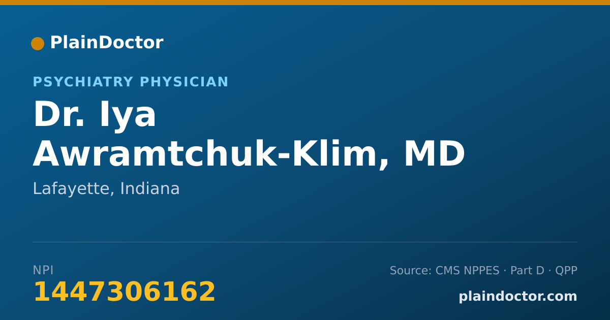 Shareable card for Iya Awramtchuk-Klim, MD - Psychiatry Physician, Lafayette, IN