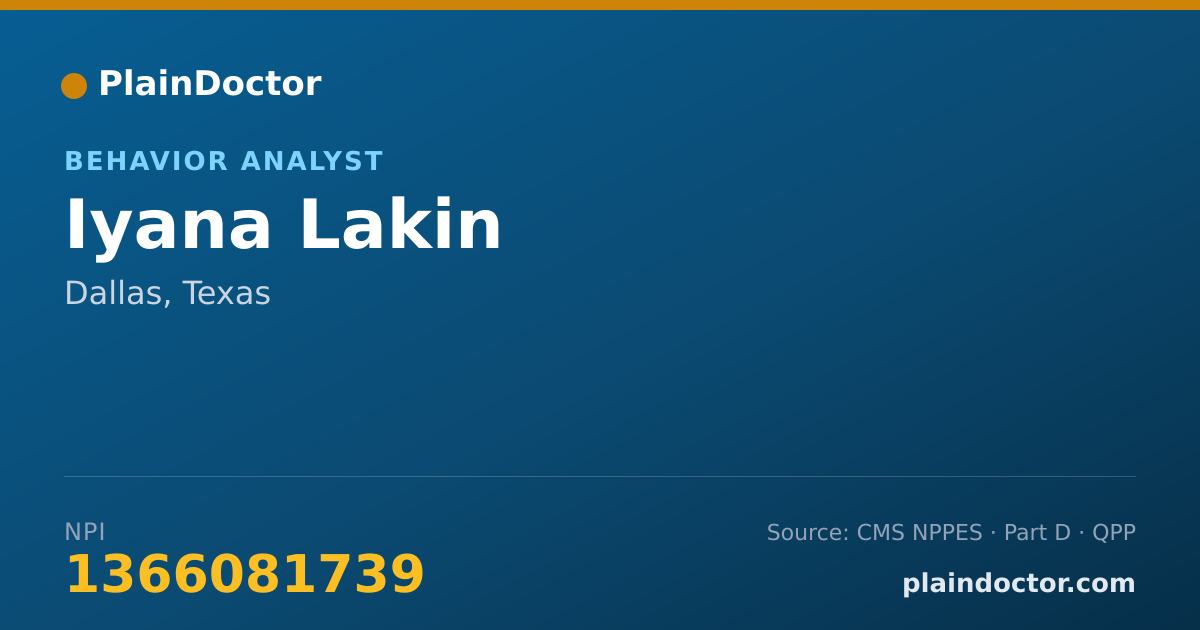 Shareable card for Iyana Lakin - Behavior Analyst, Dallas, TX