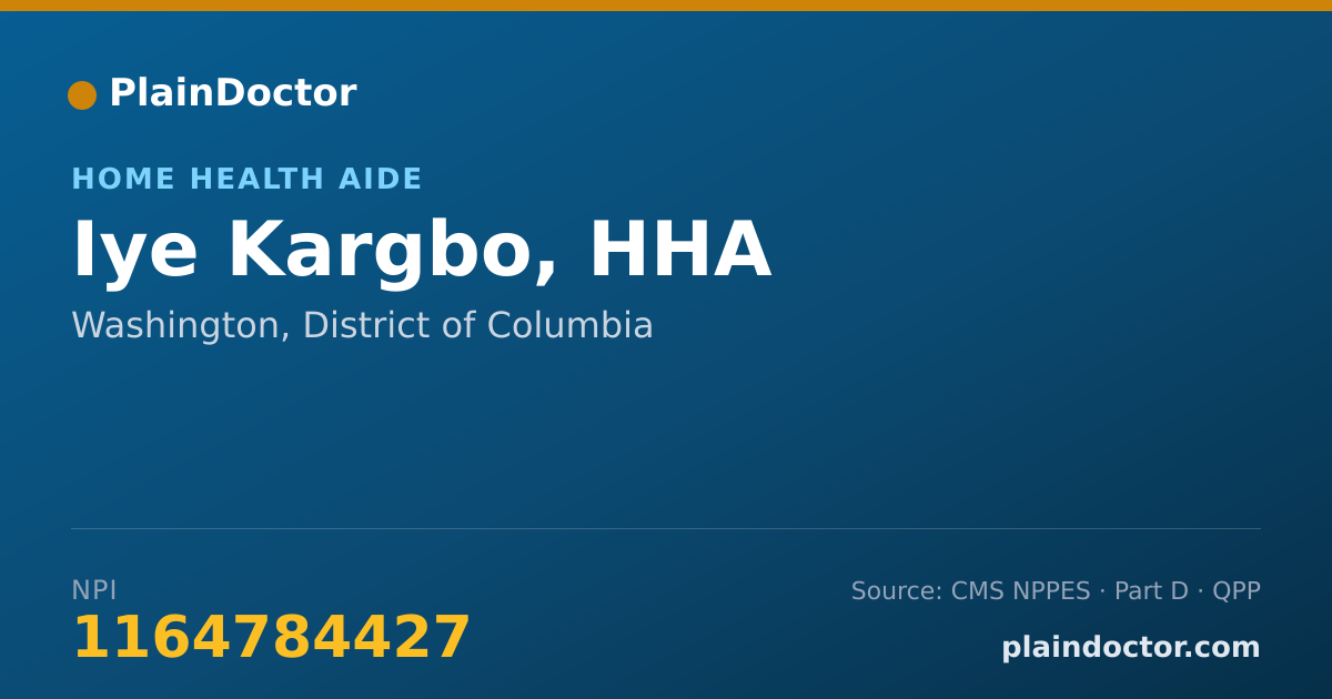 Shareable card for Iye Kargbo, HHA - Home Health Aide, Washington, DC