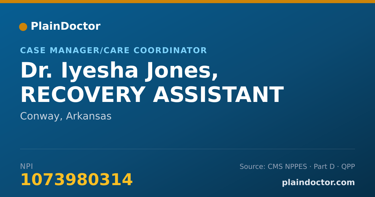Shareable card for Iyesha Jones, RECOVERY ASSISTANT - Case Manager/Care Coordinator, Conway, AR