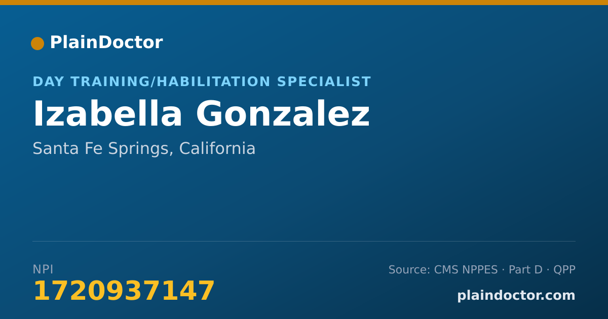 Shareable card for Izabella Gonzalez - Day Training/Habilitation Specialist, Santa Fe Springs, CA