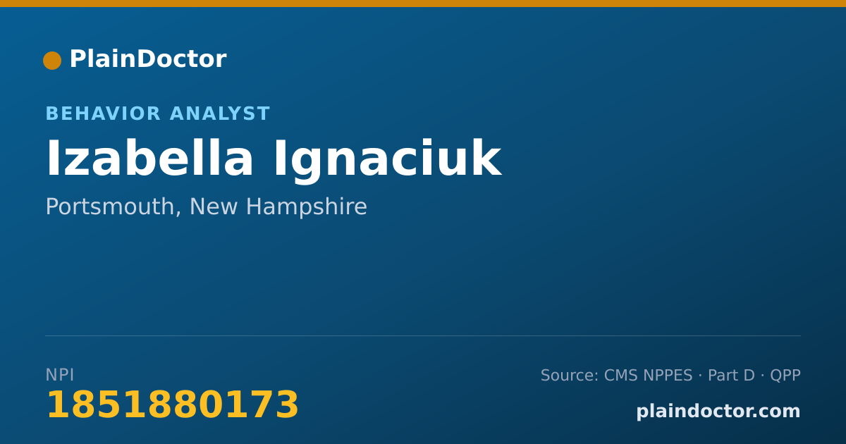 Shareable card for Izabella Ignaciuk - Behavior Analyst, Portsmouth, NH