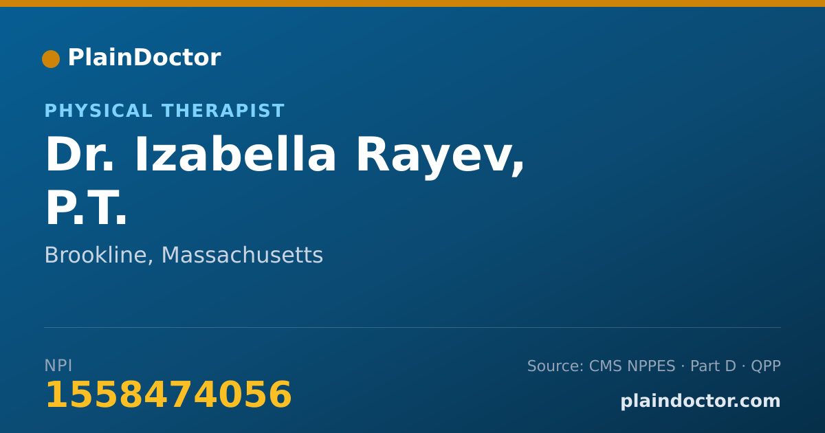 Shareable card for Izabella Rayev, P.T. - Physical Therapist, Brookline, MA