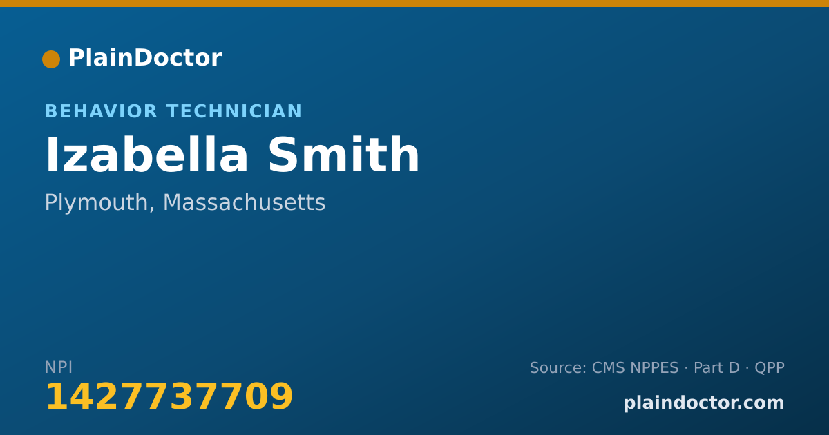 Shareable card for Izabella Smith - Behavior Technician, Plymouth, MA