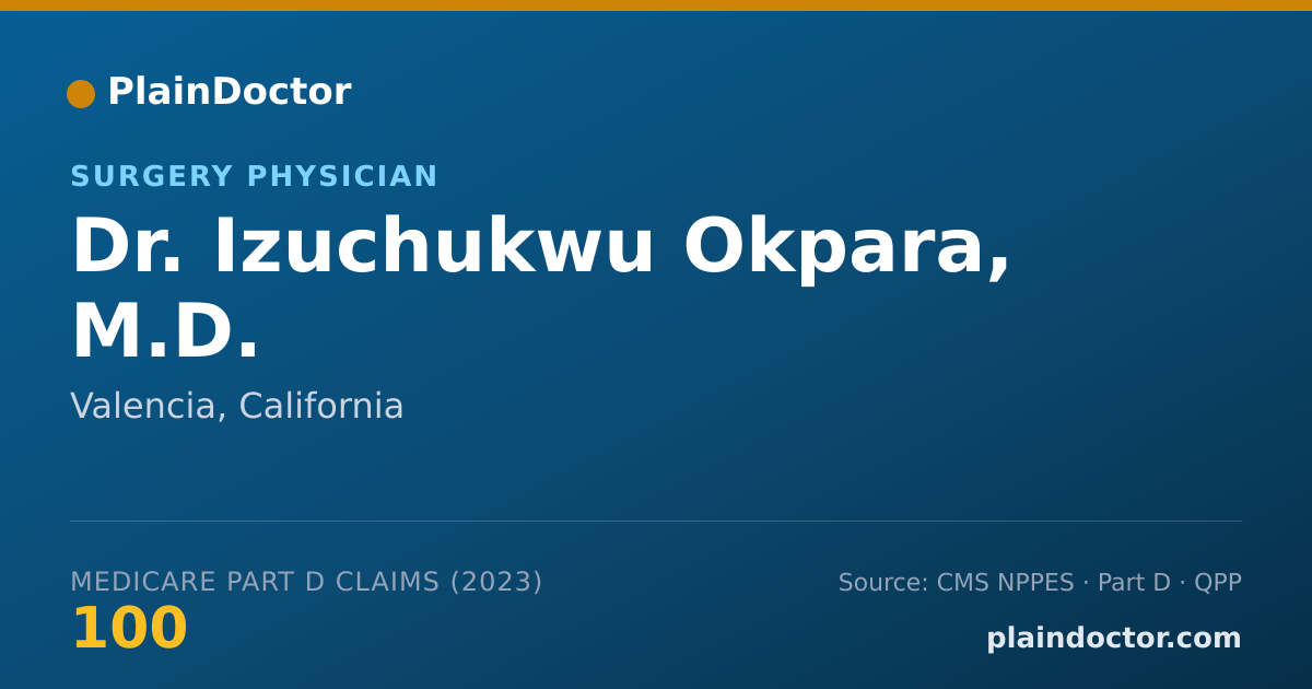Shareable card for Izuchukwu Okpara, M.D. - Surgery Physician, Valencia, CA