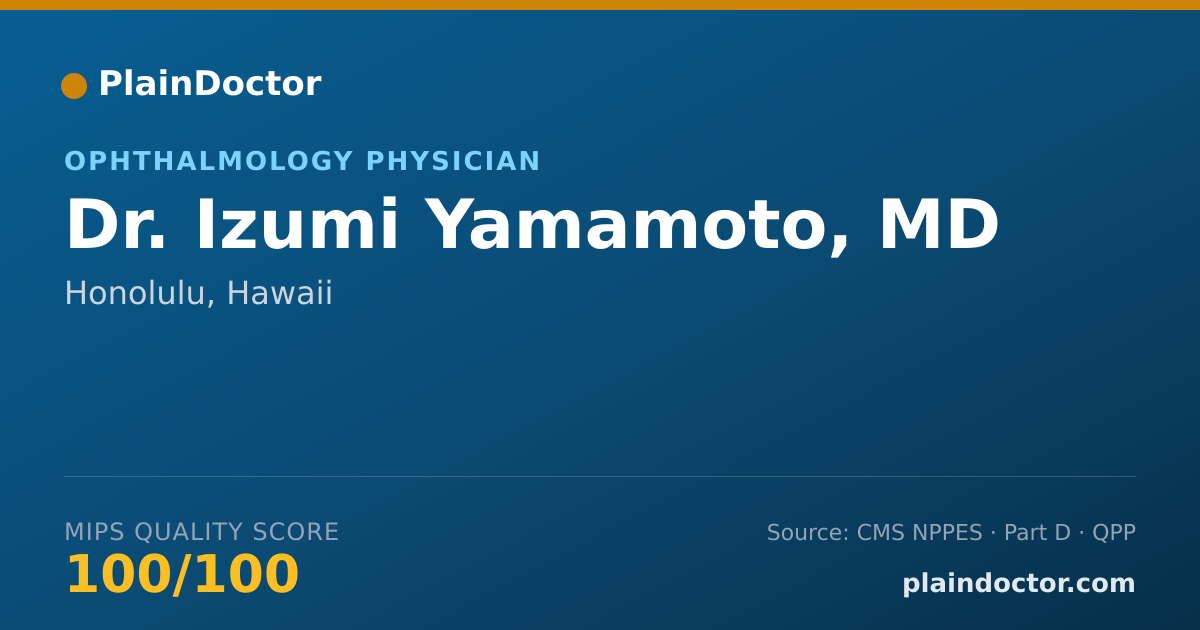Shareable card for Izumi Yamamoto, MD - Ophthalmology Physician, Honolulu, HI