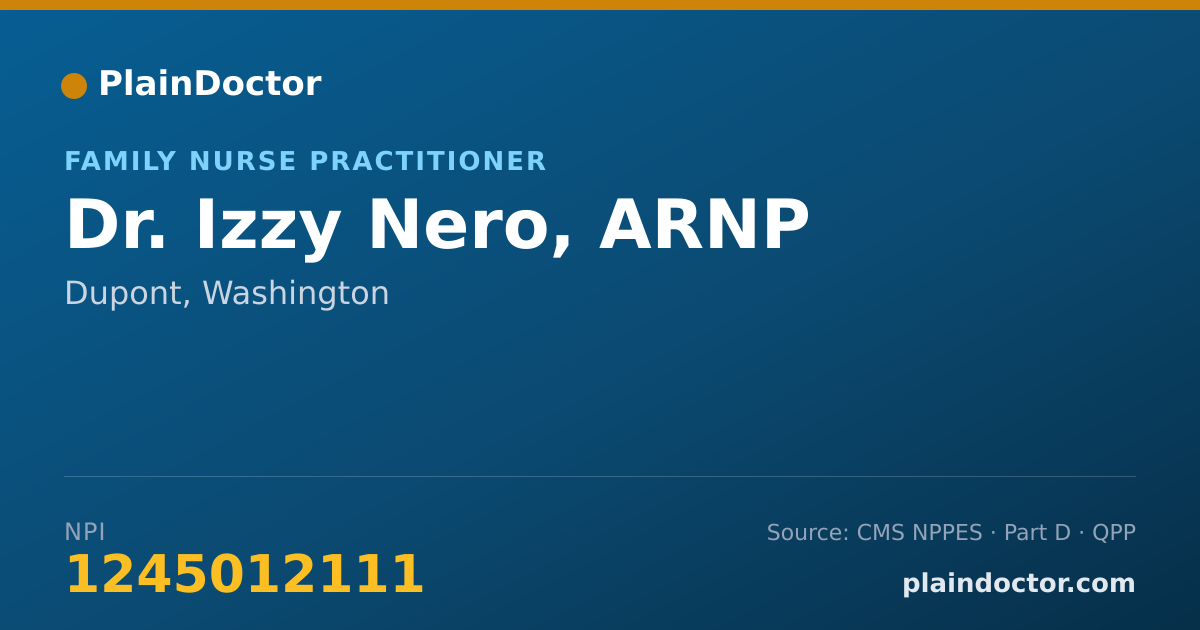 Shareable card for Izzy Nero, ARNP - Family Nurse Practitioner, Dupont, WA