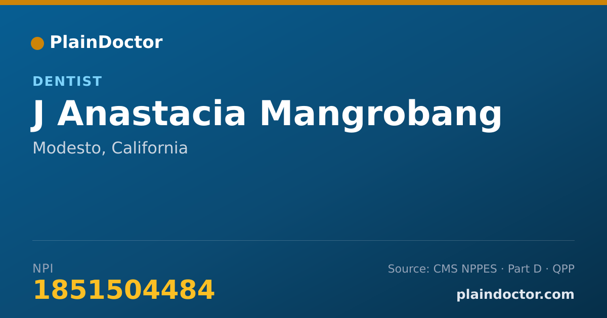 Shareable card for J Anastacia Mangrobang - Dentist, Modesto, CA