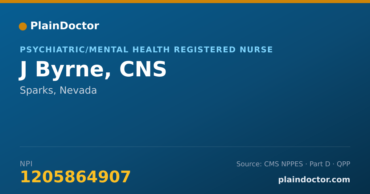 Shareable card for J Byrne, CNS - Psychiatric/Mental Health Registered Nurse, Sparks, NV