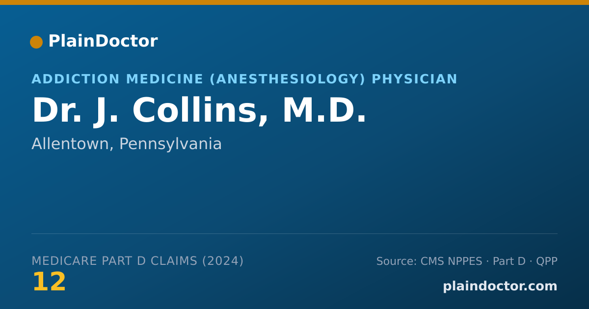 Shareable card for J. Collins, M.D. - Anesthesiology Physician, Allentown, PA