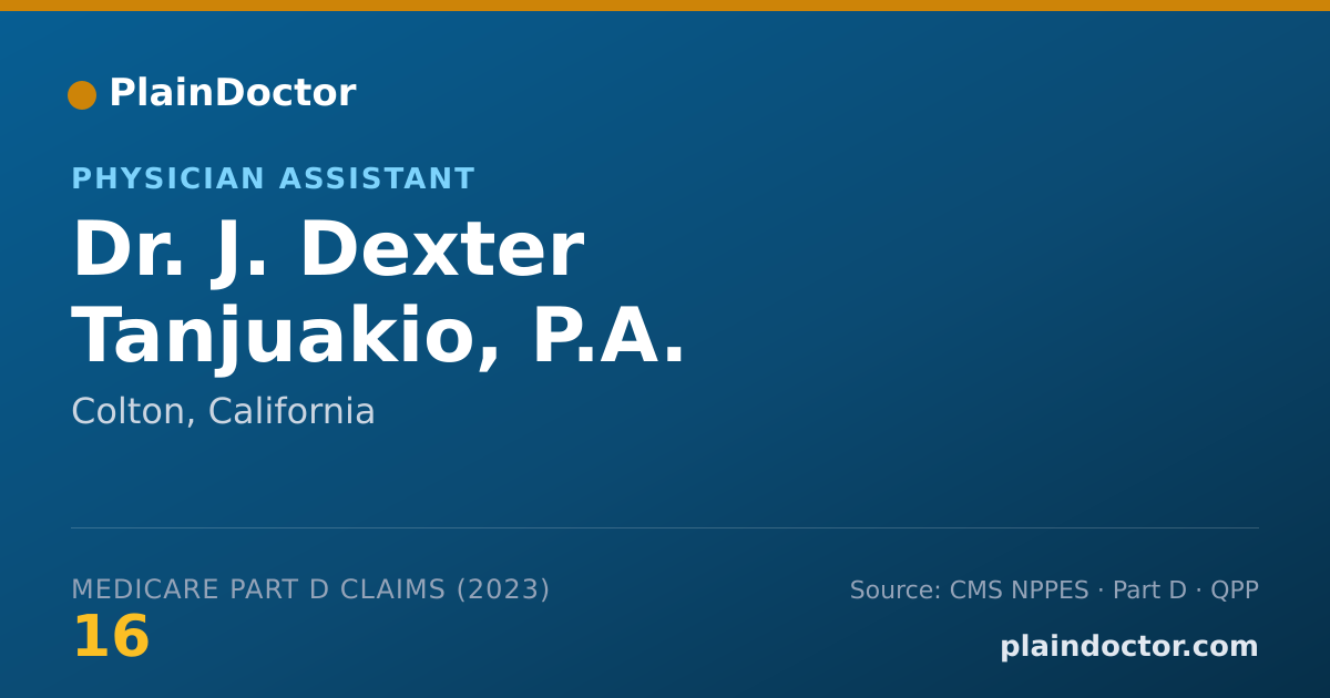 Shareable card for J. Dexter Tanjuakio, P.A. - Physician Assistant, Colton, CA