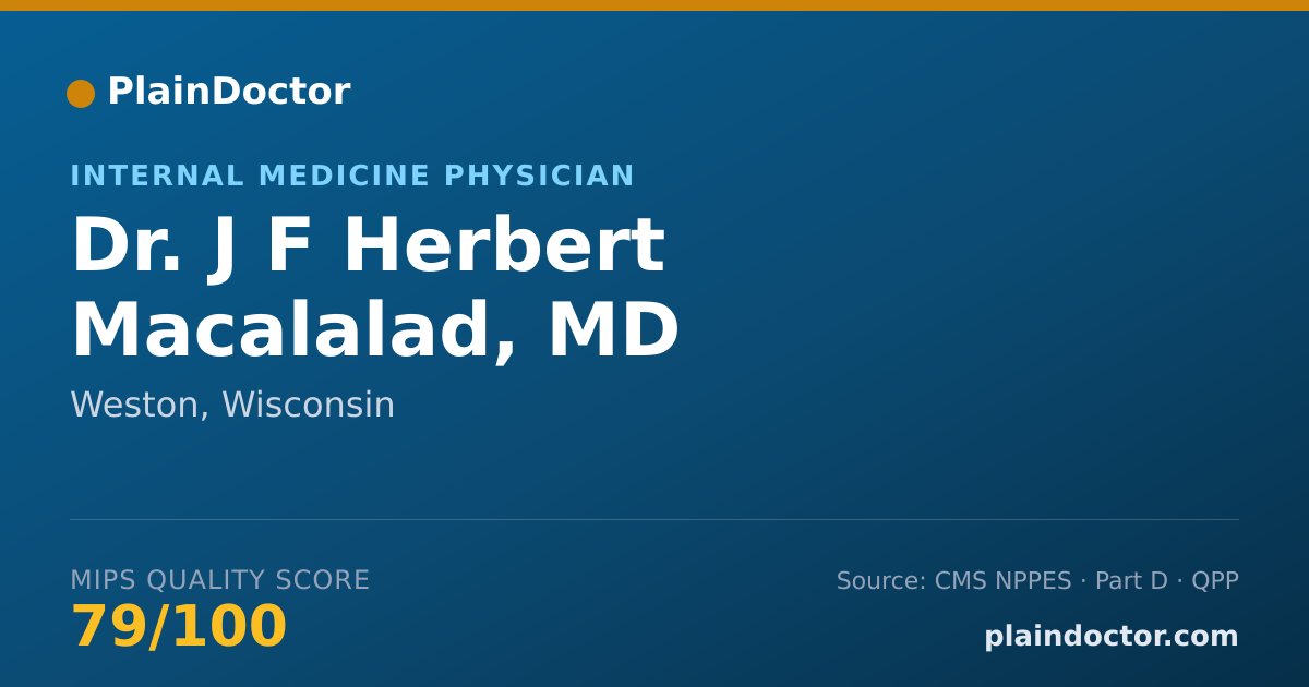 Shareable card for J F Herbert Macalalad, MD - Internal Medicine Physician, Weston, WI