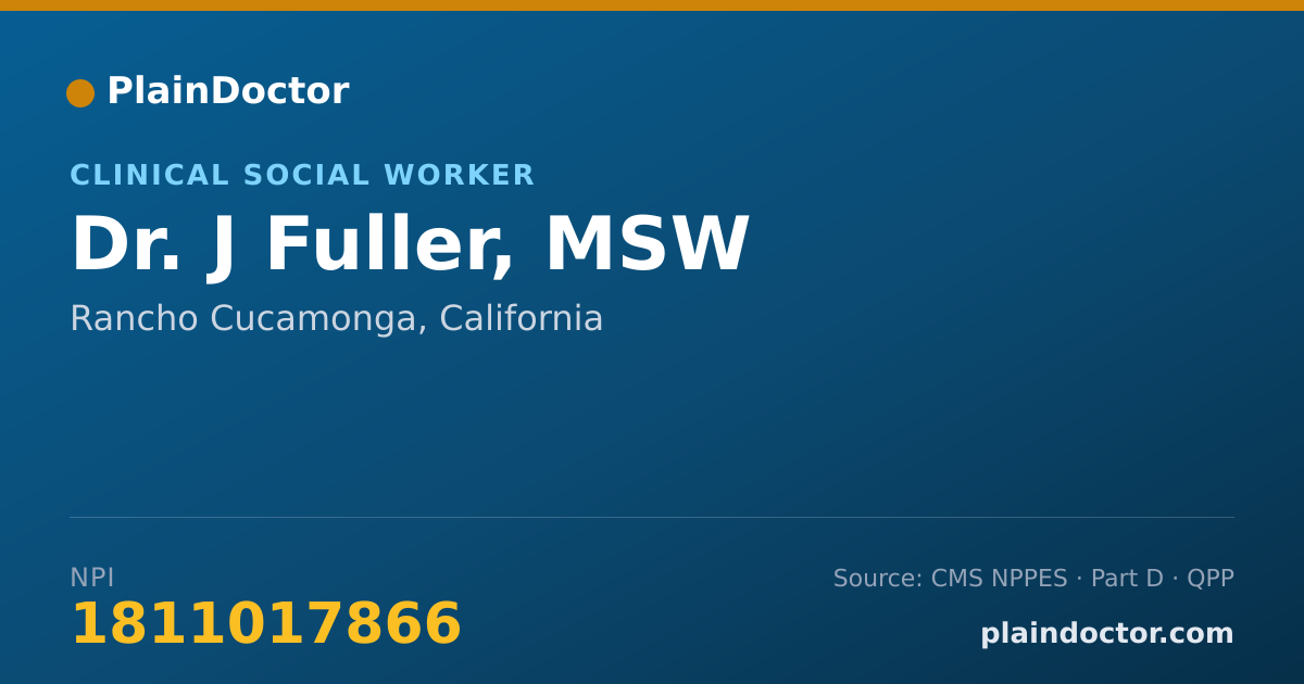 Shareable card for J Fuller, MSW - Clinical Social Worker, Rancho Cucamonga, CA