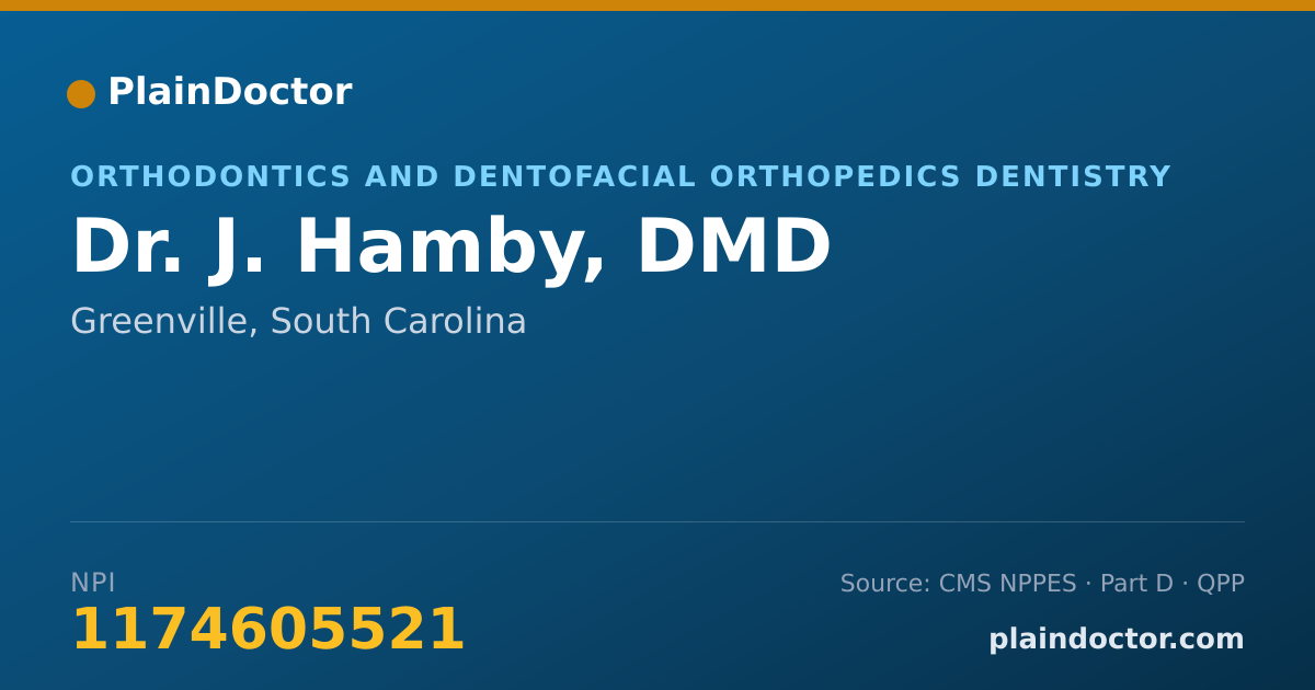 Shareable card for J. Hamby, DMD - Orthodontics and Dentofacial Orthopedics Dentistry, Greenville, SC