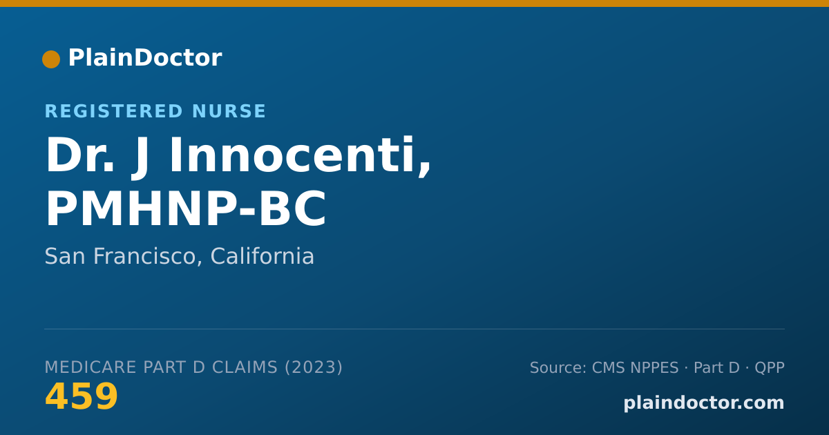 Shareable card for J Innocenti, PMHNP-BC - Registered Nurse, San Francisco, CA
