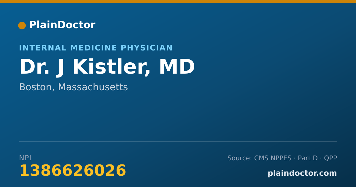 Shareable card for J Kistler, MD - Internal Medicine Physician, Boston, MA