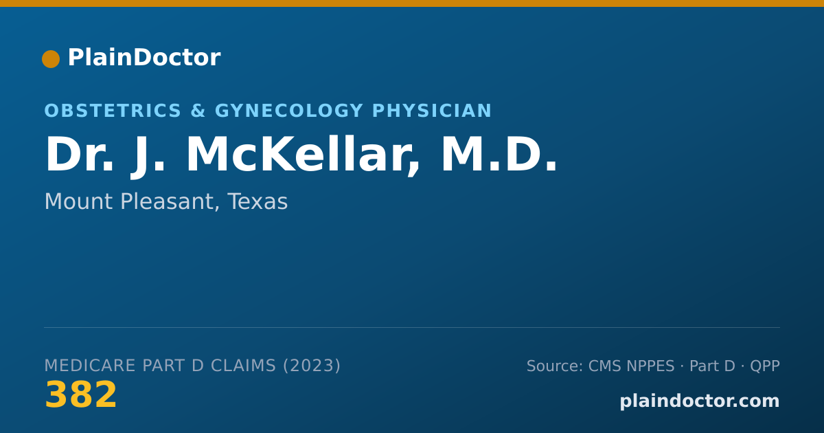 Shareable card for J. McKellar, M.D. - Obstetrics & Gynecology Physician, Mount Pleasant, TX