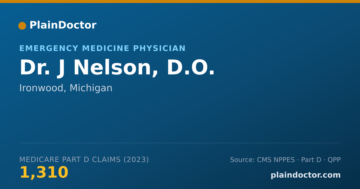 Shareable card for J Nelson, D.O. - Emergency Medicine Physician, Ironwood, MI