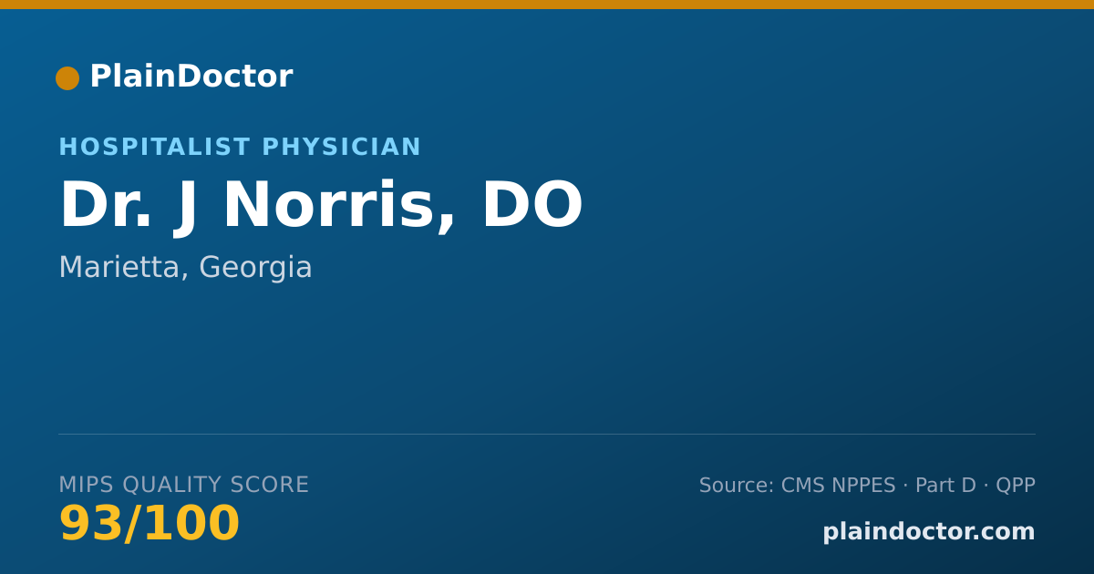 Shareable card for J Norris, DO - Hospitalist Physician, Marietta, GA