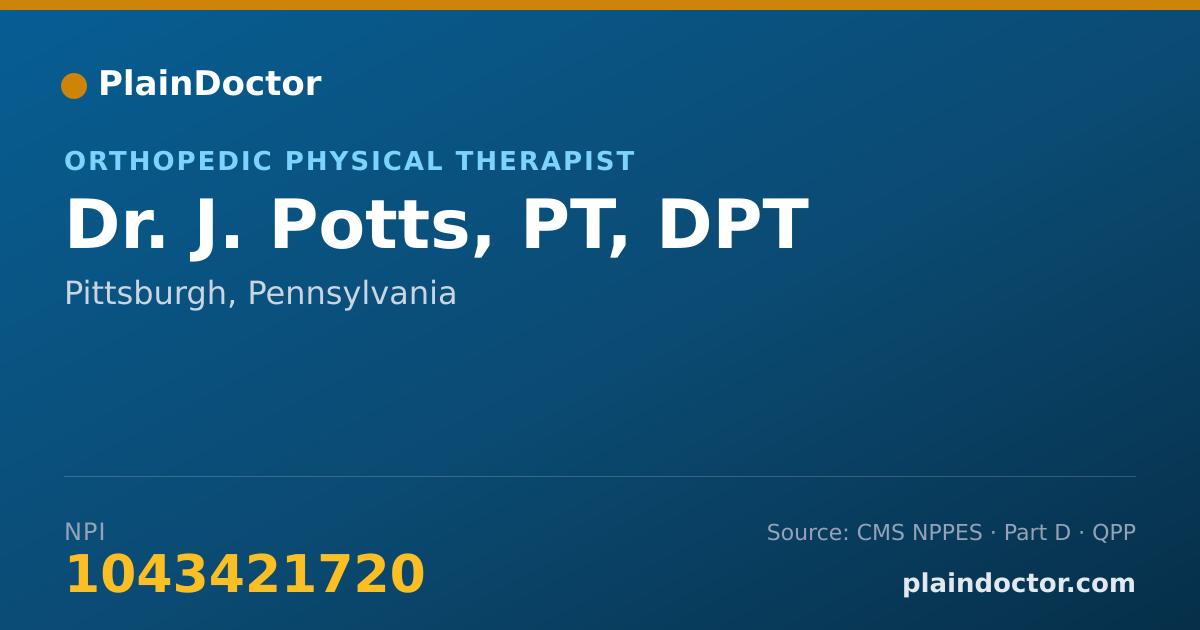 Shareable card for J. Potts, PT, DPT - Orthopedic Physical Therapist, Pittsburgh, PA