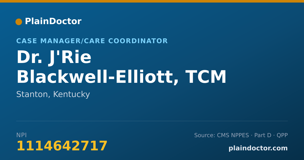 Shareable card for J'Rie Blackwell-Elliott, TCM - Case Manager/Care Coordinator, Stanton, KY