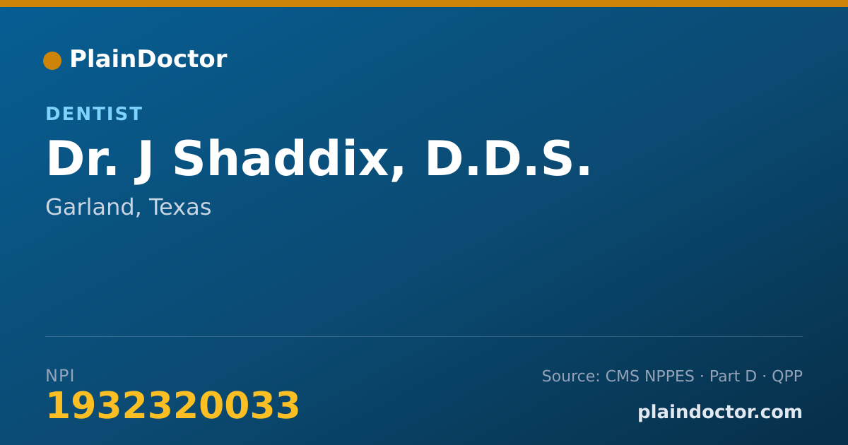 Shareable card for J Shaddix, D.D.S. - Dentist, Garland, TX