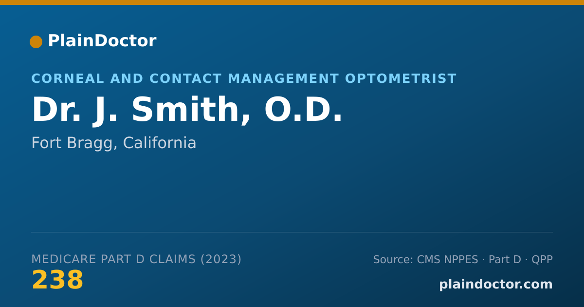 Shareable card for J. Smith, O.D. - Corneal and Contact Management Optometrist, Fort Bragg, CA