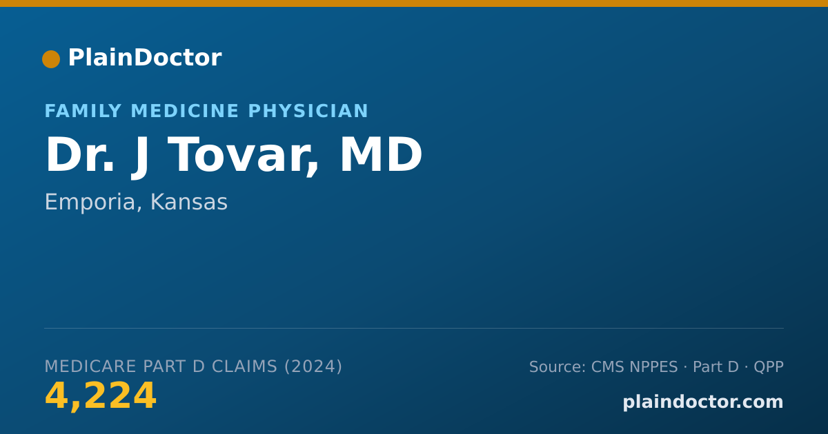 Shareable card for J Tovar, MD - Family Medicine Physician, Emporia, KS