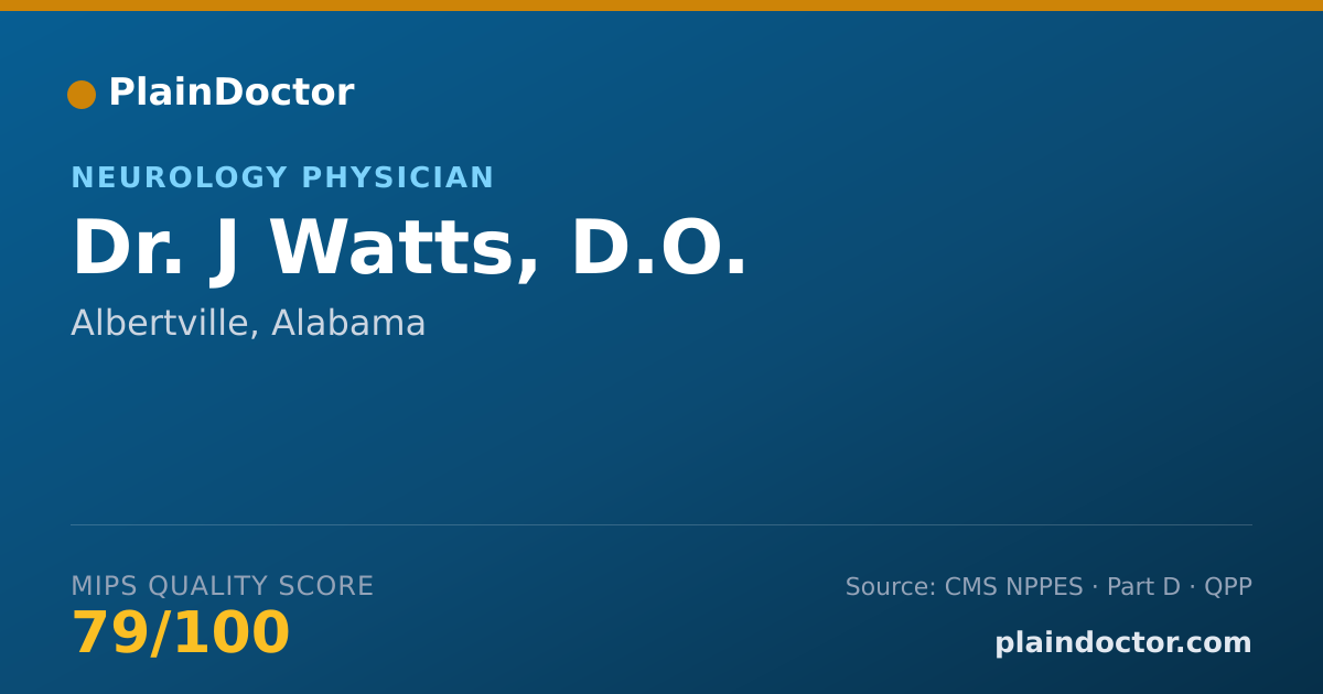 Shareable card for J Watts, D.O. - Neurology Physician, Albertville, AL