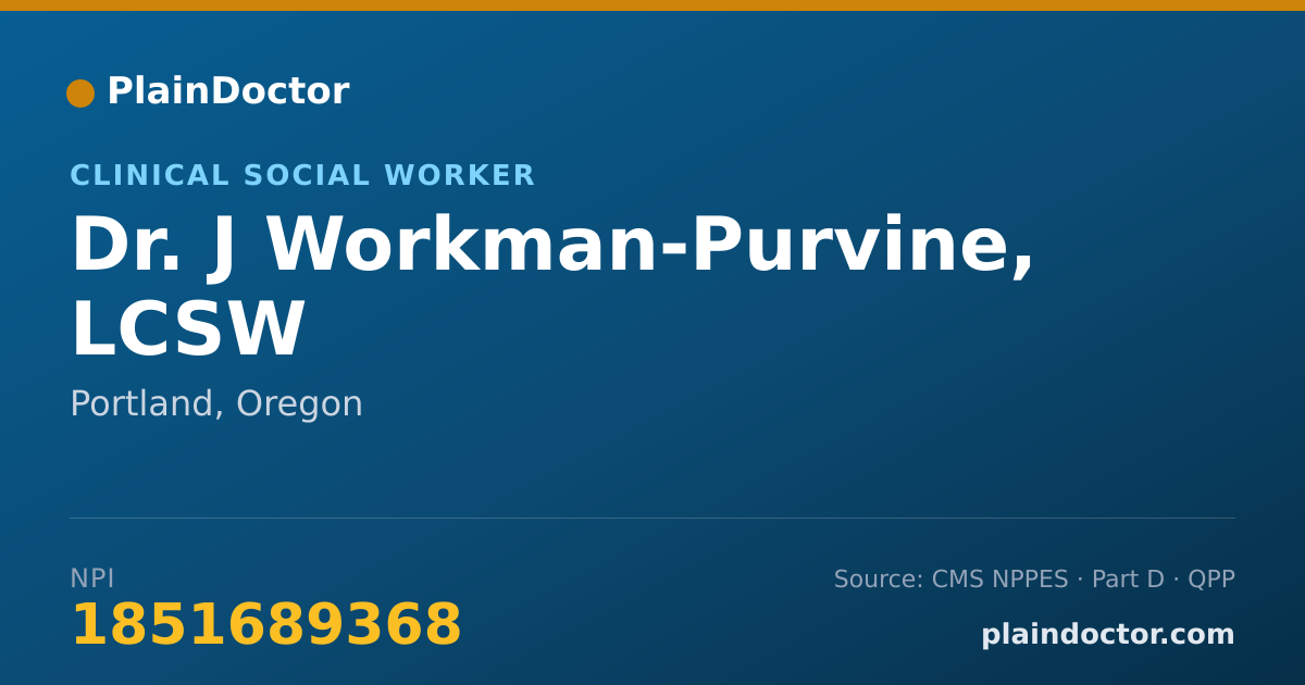 Shareable card for J Workman-Purvine, LCSW - Clinical Social Worker, Portland, OR