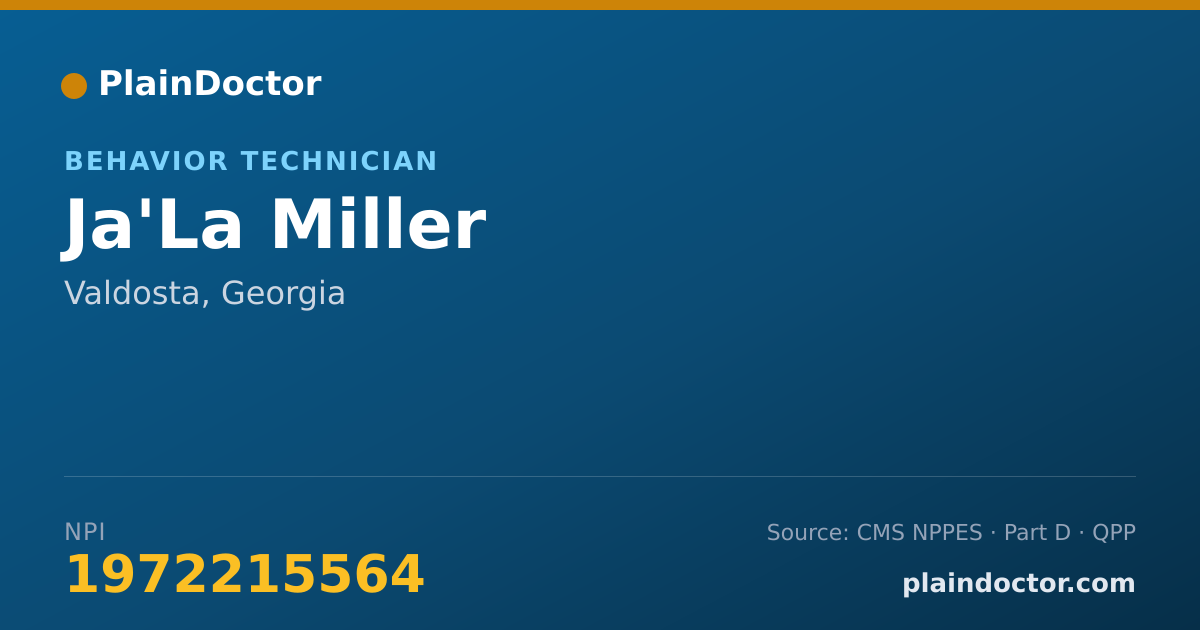 Shareable card for Ja'La Miller - Behavior Technician, Valdosta, GA