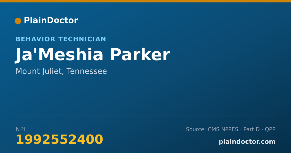 Shareable card for Ja'Meshia Parker - Behavior Technician, Mount Juliet, TN
