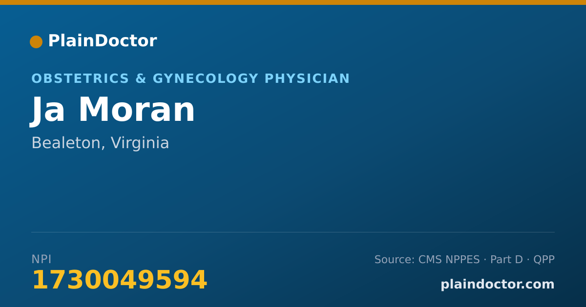 Shareable card for Ja Moran - Obstetrics & Gynecology Physician, Bealeton, VA