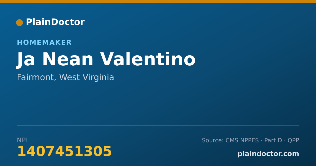 Shareable card for Ja Nean Valentino - Homemaker, Fairmont, WV