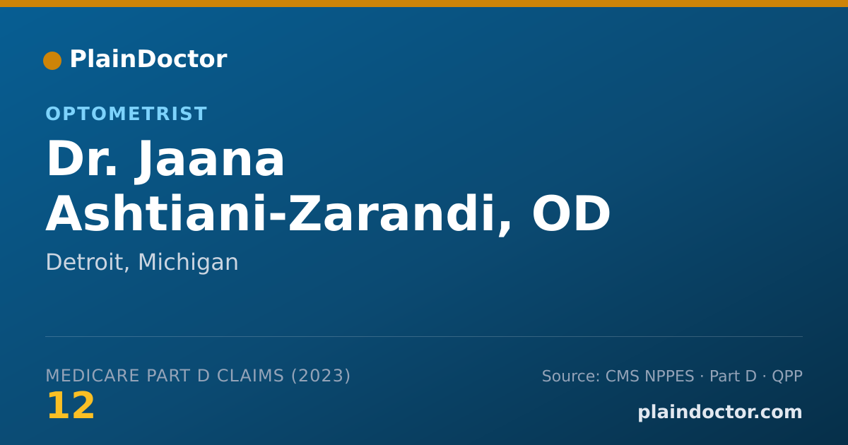 Shareable card for Jaana Ashtiani-Zarandi, OD - Optometrist, Detroit, MI