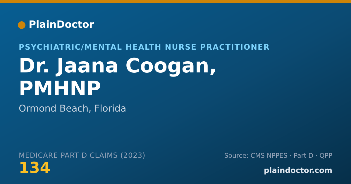 Shareable card for Jaana Coogan, PMHNP - Psychiatric/Mental Health Nurse Practitioner, Ormond Beach, FL