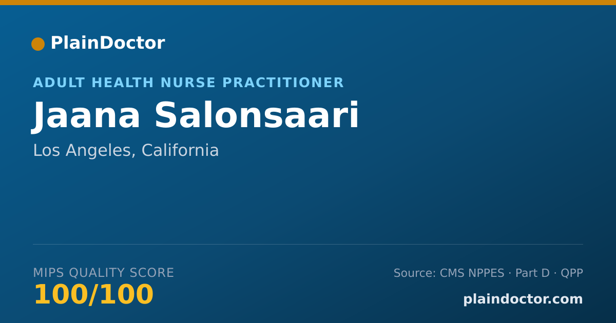 Shareable card for Jaana Salonsaari - Adult Health Nurse Practitioner, Los Angeles, CA