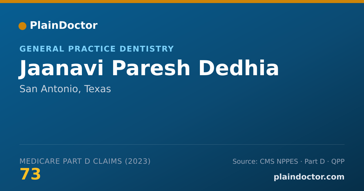 Shareable card for Jaanavi Paresh Dedhia - General Practice Dentistry, San Antonio, TX