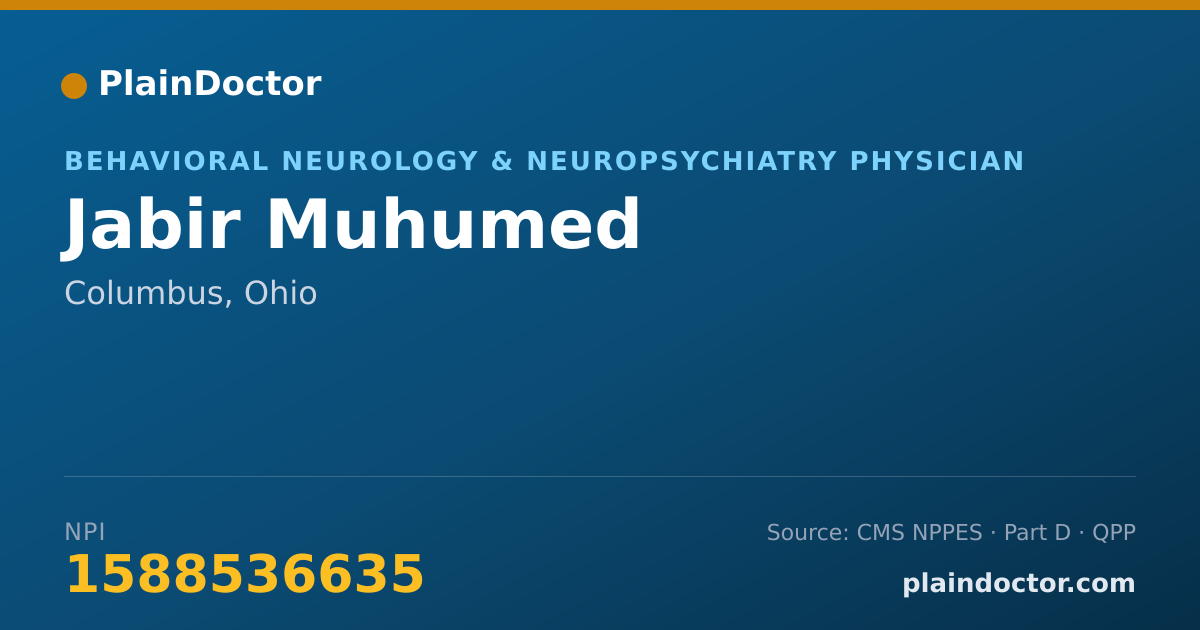 Shareable card for Jabir Muhumed - Behavioral Neurology & Neuropsychiatry Physician, Columbus, OH