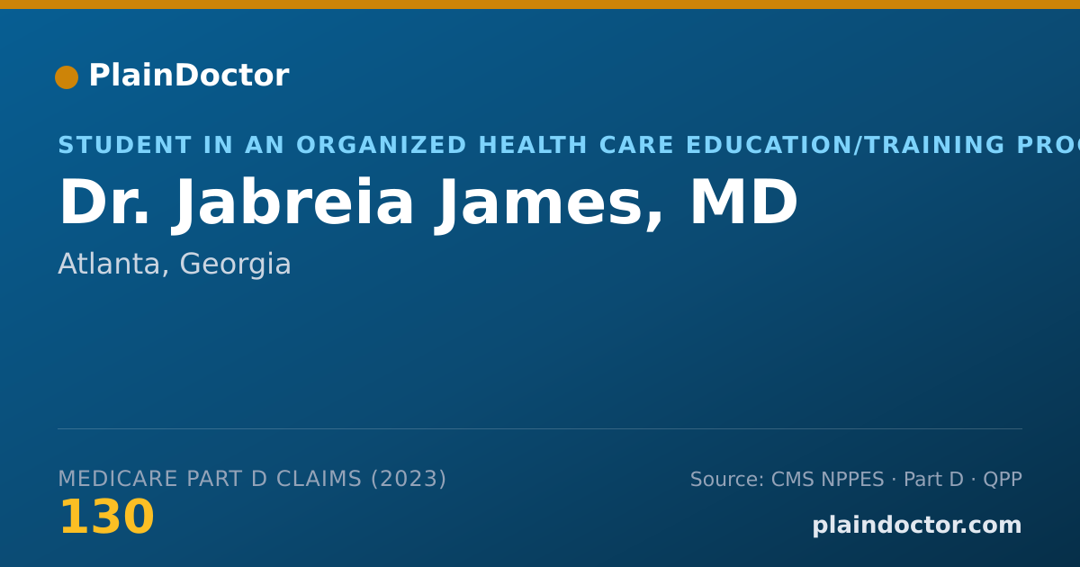 Shareable card for Jabreia James, MD - Student in an Organized Health Care Education/Training Program, Atlanta, GA