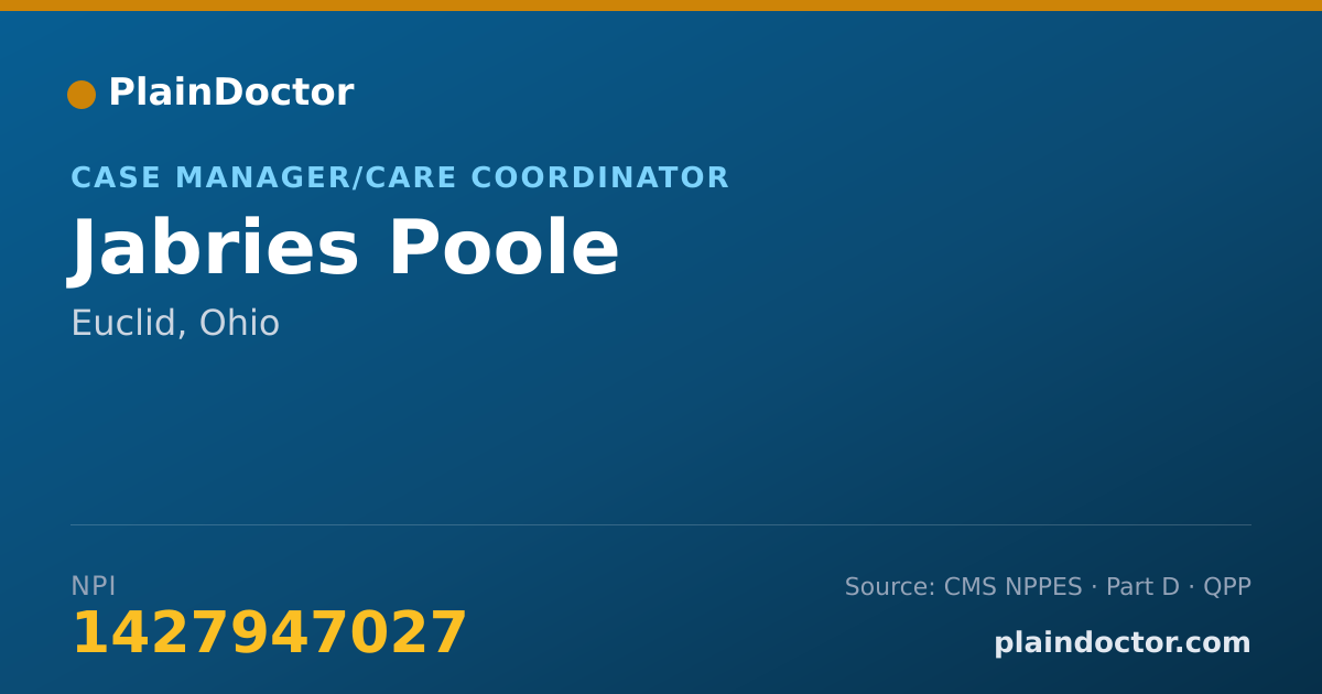 Shareable card for Jabries Poole - Case Manager/Care Coordinator, Euclid, OH