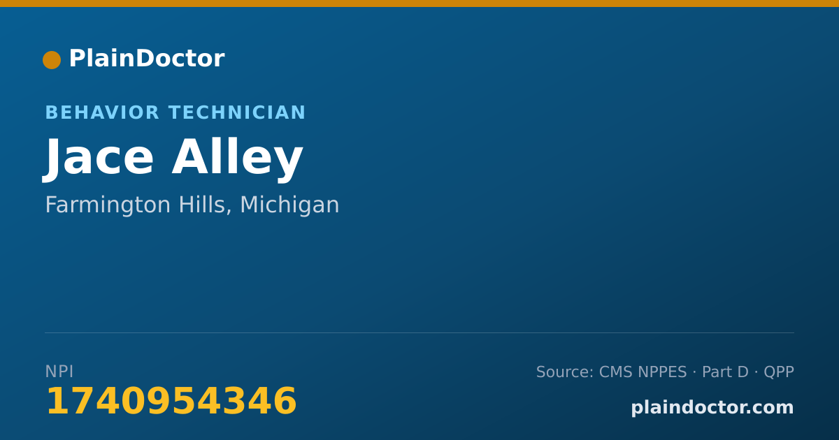 Shareable card for Jace Alley - Behavior Technician, Farmington Hills, MI