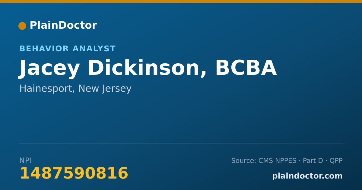 Shareable card for Jacey Dickinson, BCBA - Behavior Analyst, Hainesport, NJ
