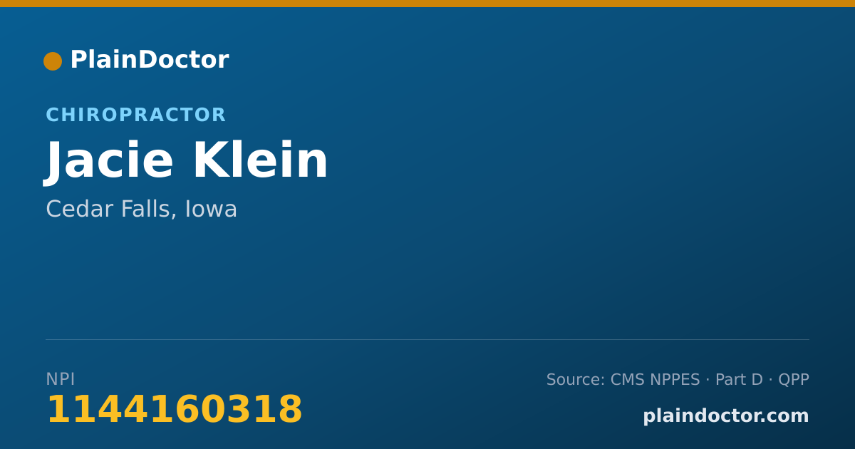 Shareable card for Jacie Klein - Chiropractor, Cedar Falls, IA