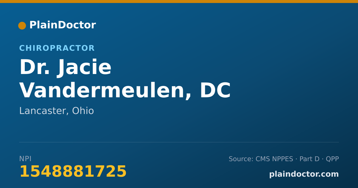 Shareable card for Jacie Vandermeulen, DC - Chiropractor, Lancaster, OH